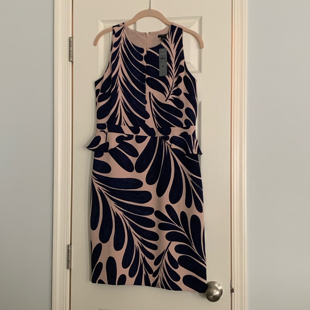 Ann Taylor Petites Cream and blue dress